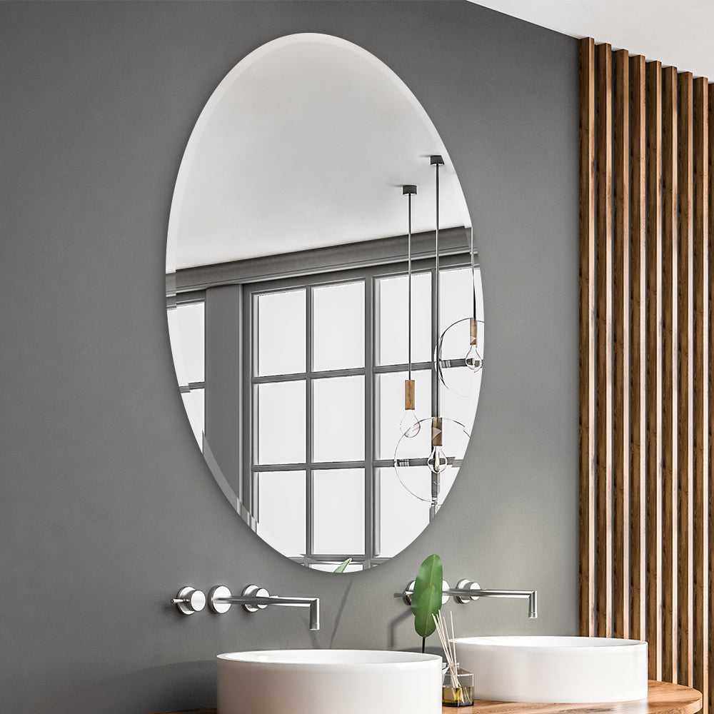 If you are looking for an elliptical mirror with a larger size, this borderless wall mirror is recommended