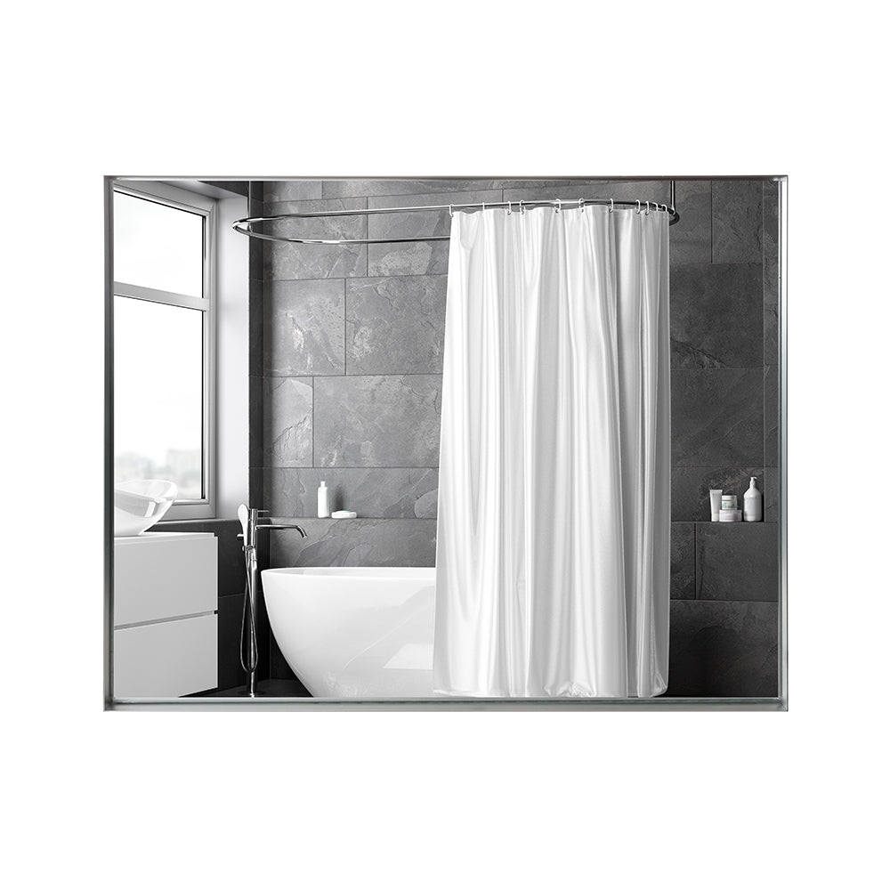 40x30inch Silver Rectangular Wall-mounted Beveled Bathroom Mirror,Square Angle Metal Frame Wall Mounted Bathroom Mirrors For Wall(Horizontal & Vertical)