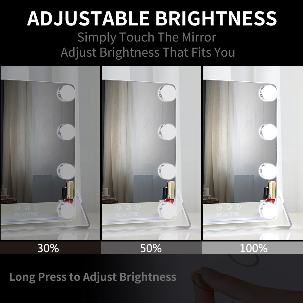 BEAUTME Hollywood Makeup Vanity Mirror with Lights,Lighted Mirror with Lights,Tabletop Makeup Mirror,Travel Mirror,Cosmetic Mirror with 8 Dimmable Bulbs (Custom Color))