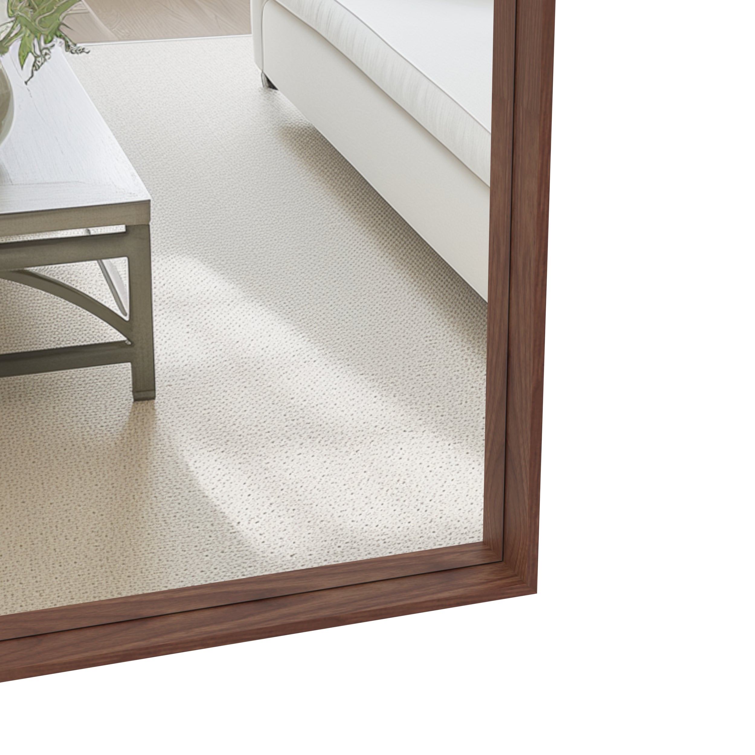 60"x40" Oversized Modern Rectangle Bathroom Mirror with walnut Frame Decorative Large Wall Mirrors for Bathroom Living Room Bedroom Vertical or Horizontal Wall Mounted mirror with Aluminum Frame