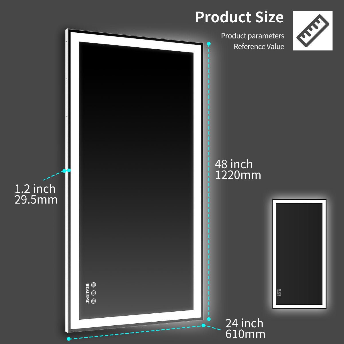 32x40 inch LED Bathroom Vanity Mirror Wall Mounted Adjustable White/Warm/Natural Lights Anti-Fog Touch Switch with Memory Modern Smart Large Bathroom Mirrors