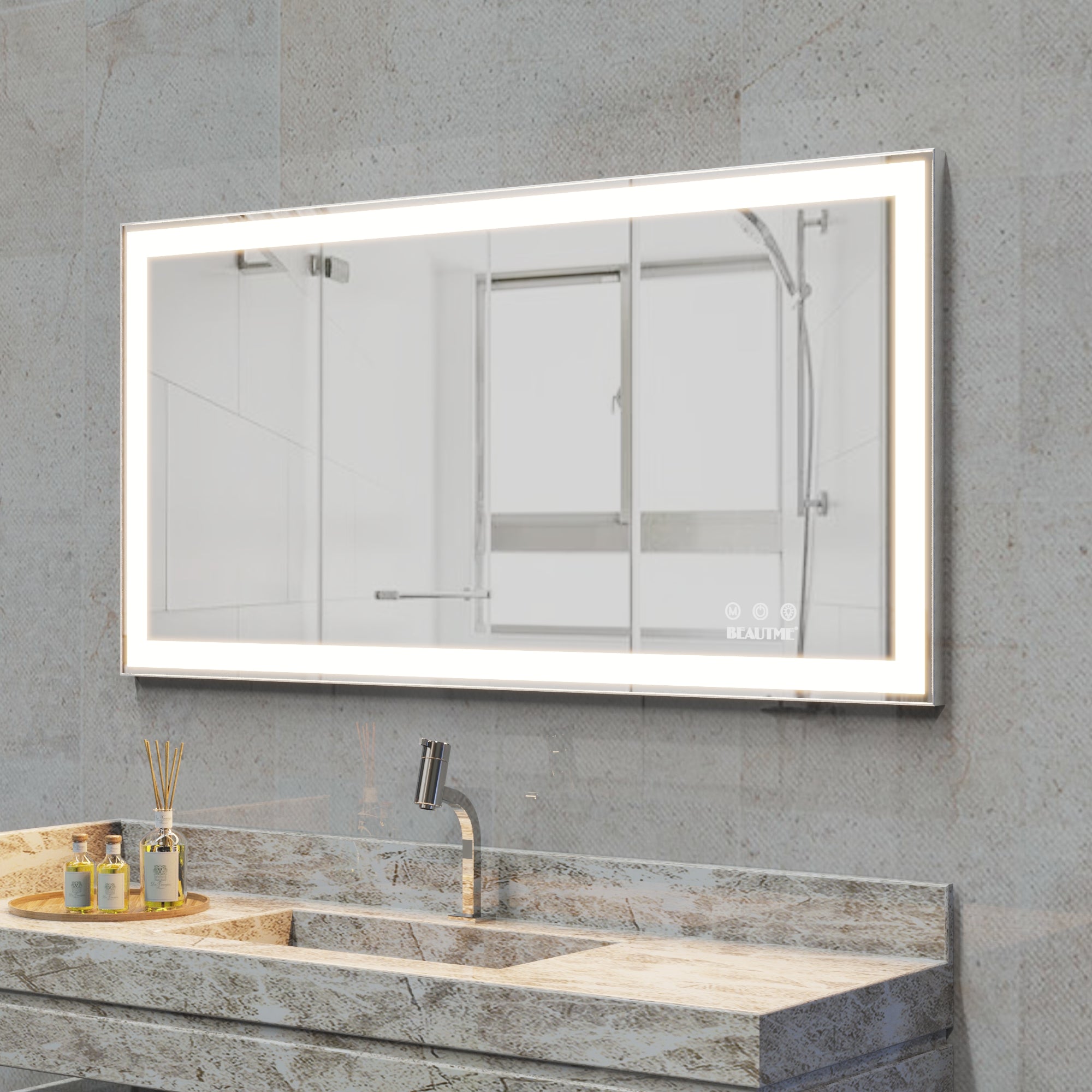 30x36 inch LED Bathroom Vanity Mirror Wall Mounted Adjustable White/Warm/Natural Lights Anti-Fog Touch Switch with Memory Modern Smart Large Bathroom Mirrors