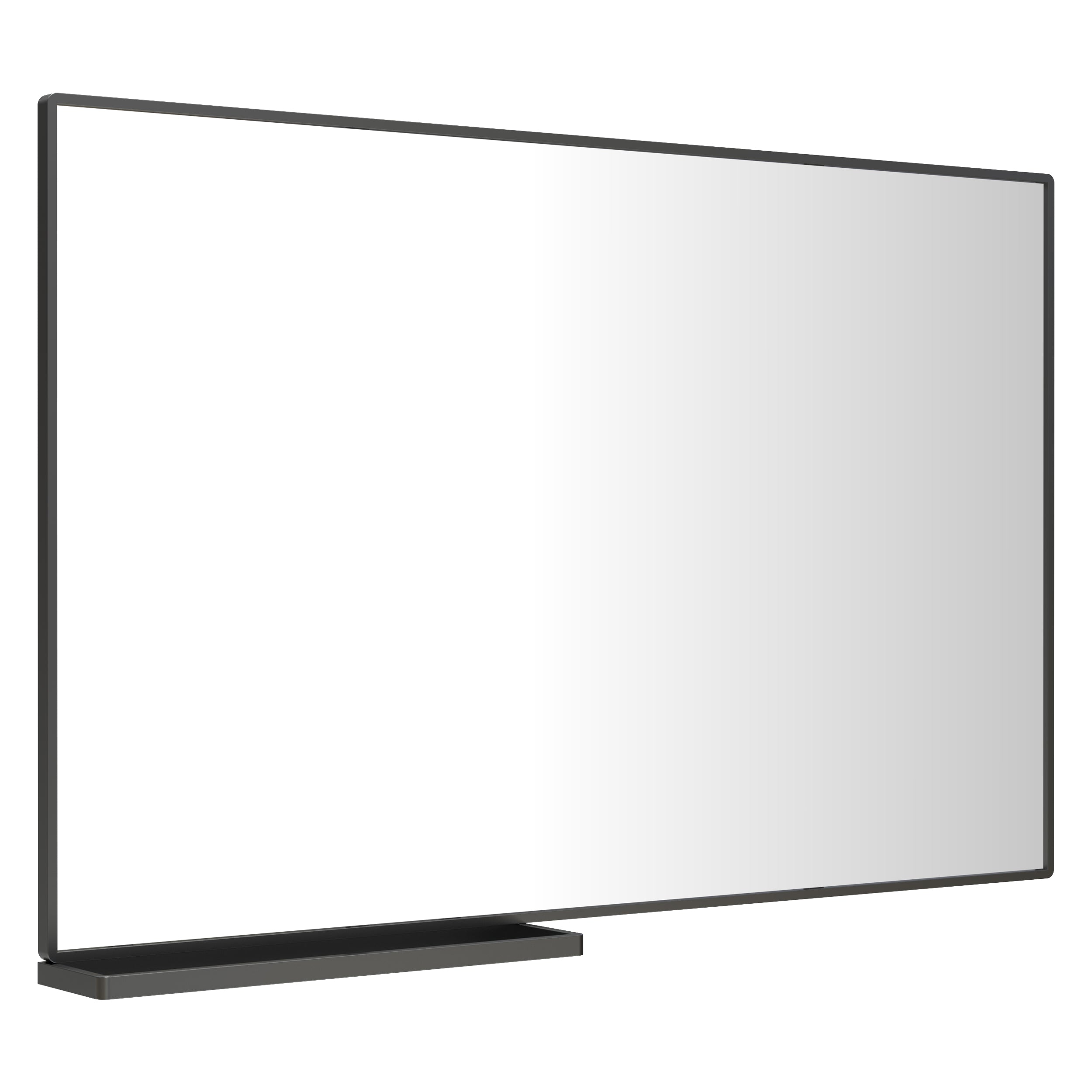 48x30 Inch Modern Bathroom Mirror With Storage Shelf Rectangular Black Wall Mirrors for Bathroom Living Room Bedroom Hanging Mirror Aluminum Frame