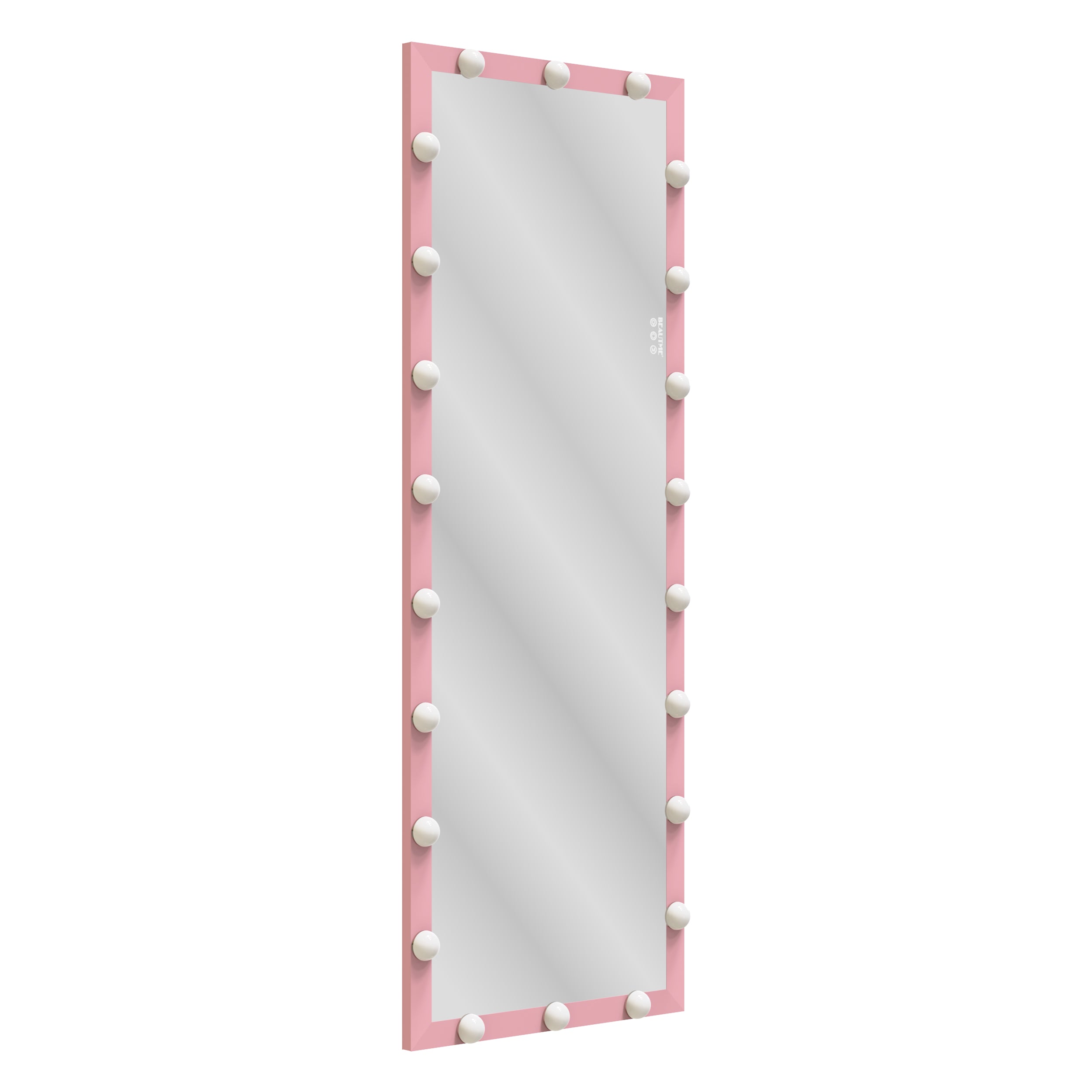 Hollywood Full Length Mirror with Lights Full Body Vanity Mirror with 3 Color Modes Wall Lighted Standing Floor Mirror for Dressing Room Bedroom Hotel Touch Control Pink 62.6"x23.3"