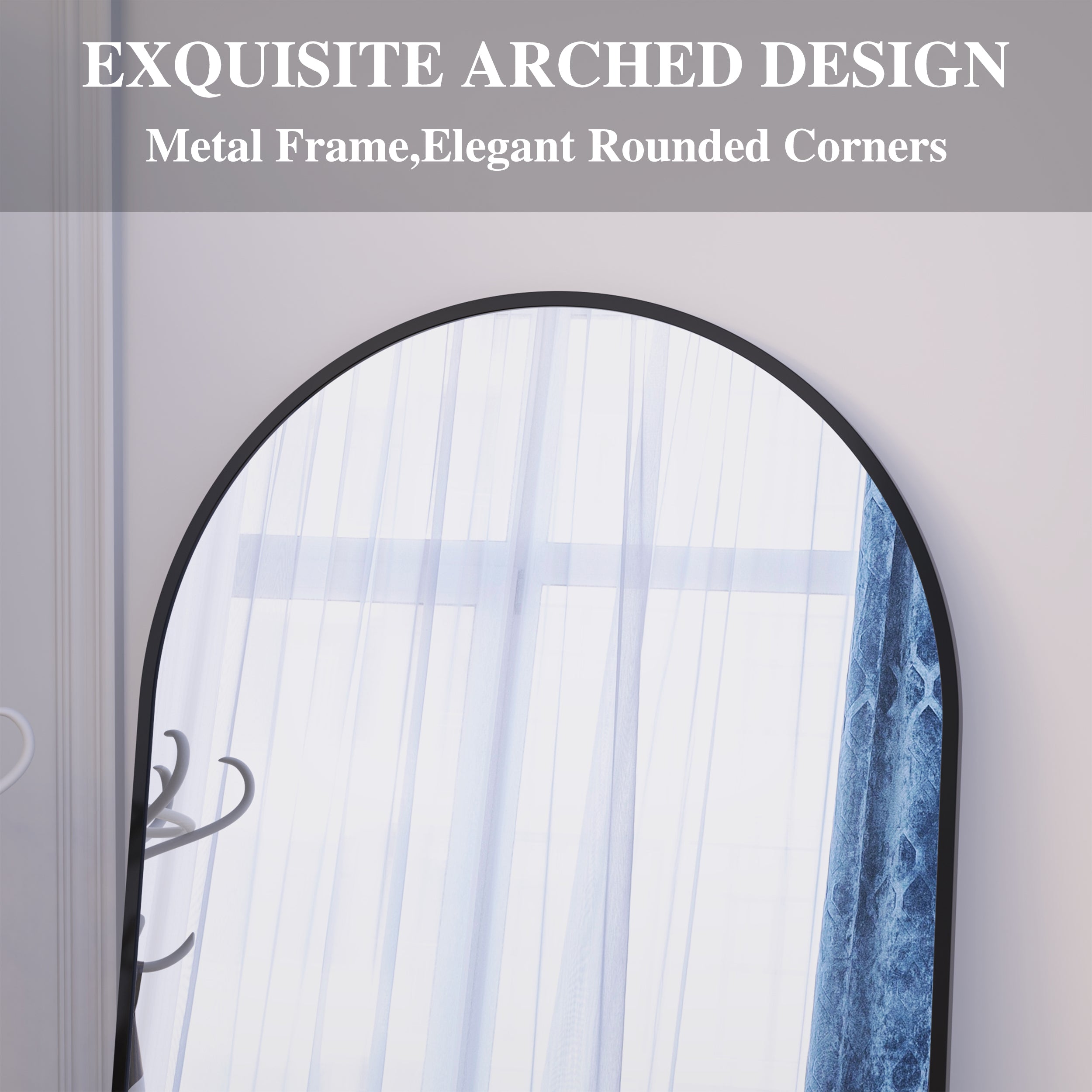 Arch Full Length Mirror 71"×32" Big Full Body Mirror for Bedroom Oversized Floor Mirror Large Standing Mirror Living Room Dressing Mirror Leaning Against Wall, Metal Frame, Black