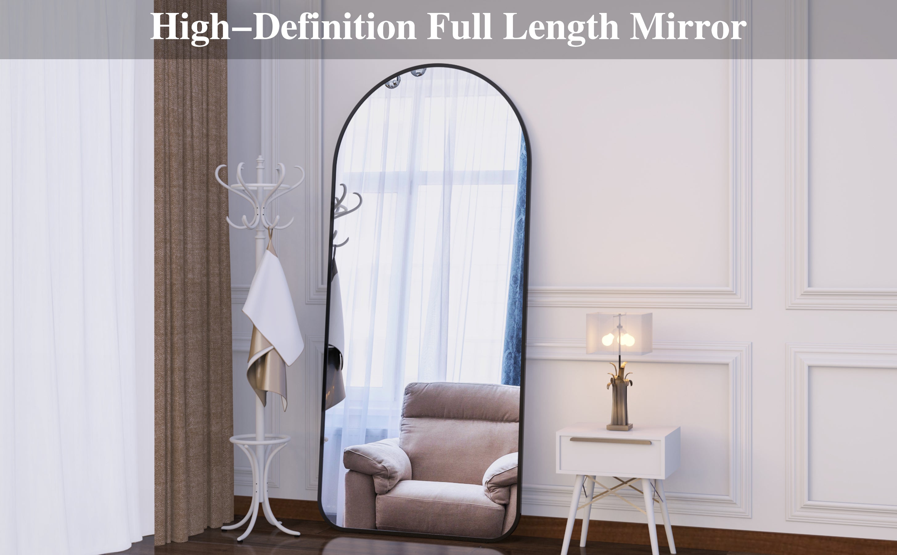 Arch Full Length Mirror 71"×32" Big Full Body Mirror for Bedroom Oversized Floor Mirror Large Standing Mirror Living Room Dressing Mirror Leaning Against Wall, Metal Frame, Black