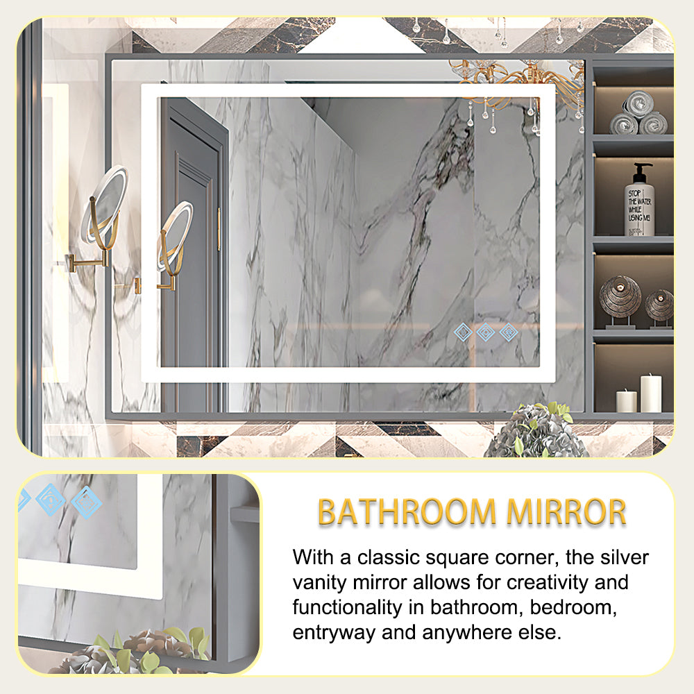 35'' x 28'' Modern Wall Mounted Bathroom Storage Cabinet, Bathroom Wall Cabinet with Mirror, Medicine Cabinet with Towels Bar