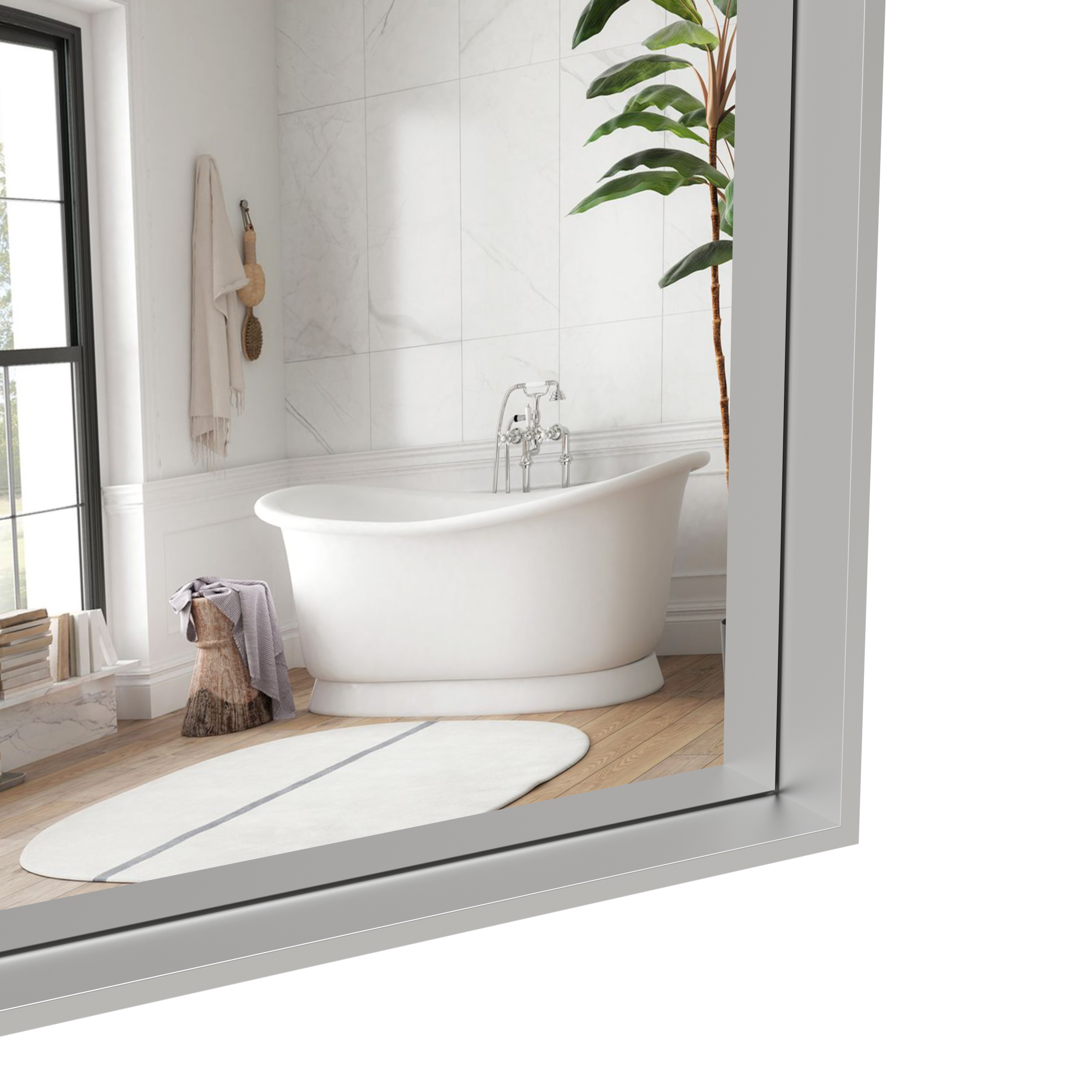 60*36" Oversized Modern Rectangle Bathroom Mirror with Silver Frame Decorative Large Wall Mirrors for Bathroom Living Room Bedroom Vertical or Horizontal Wall Mounted mirror with Aluminum Frame
