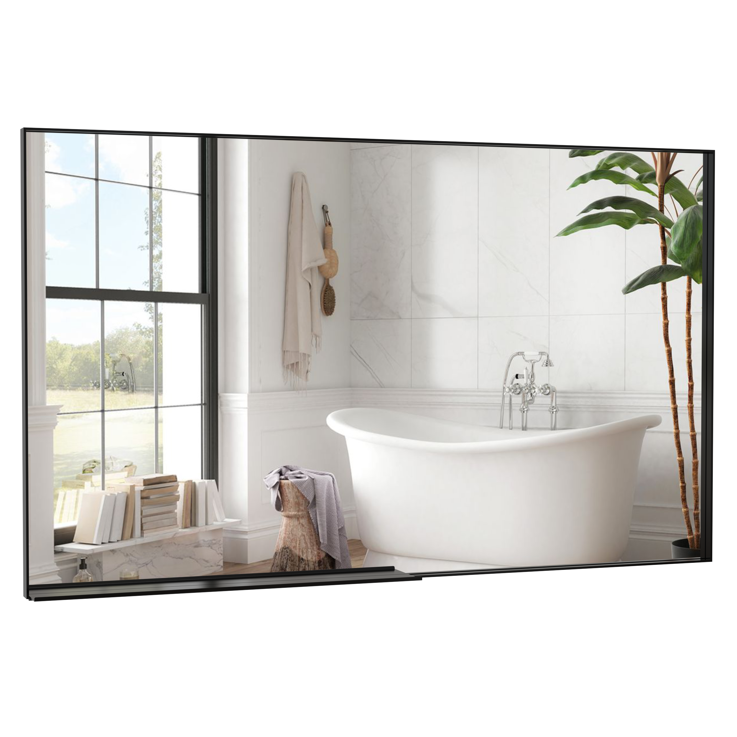 60"x40" Oversized Modern Rectangle Bathroom Mirror with Black Frame Decorative Large Wall Mirrors for Bathroom Living Room Bedroom Vertical or Horizontal Wall Mounted mirror with Aluminum Frame