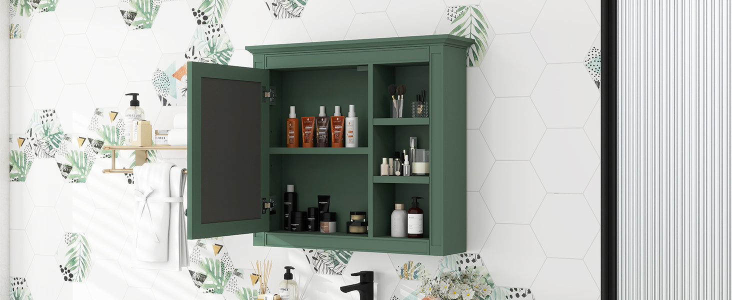 30'' x 28'' Wall Mounted Bathroom Storage Cabinet, Modern Bathroom Wall Cabinet with Mirror,Medicine Cabinet, Mirror Cabinet with 3 Open Shelves (Not Include Bathroom Vanity )
