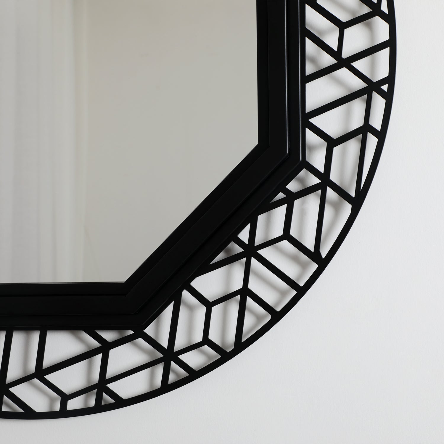 Black Decorative Mirror for Wall Decor, Octagonal Wall Mirror Decor with Metal Frame, 24"x24" Modern Bathroom Mirror for Bedroom Bathroom