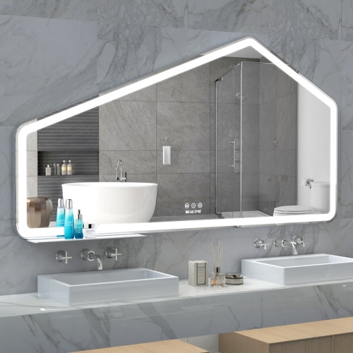 52*28 inch LED Bathroom Vanity Mirror Wall Mounted Adjustable White/Warm/Natural Lights Anti-Fog Touch Switch with Memory Modern Smart Large Bathroom Mirrors