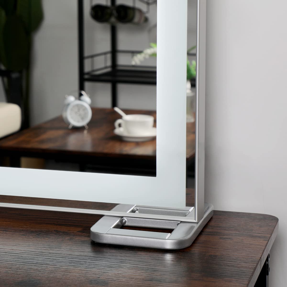 BEAUTME Large Vanity Mirror with Lights L36.2 X H26.8 inch, Lighted Tabletop/Wall Hollywood Makeup Mirror for Dressing Room & Bedroom,3 Color Modes with Dimmer,Silver