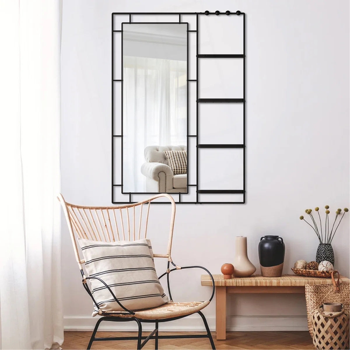 Wall Mirror With Versatile Shelf And Premium HD Glass, Perfect For Modern And Functional Spaces