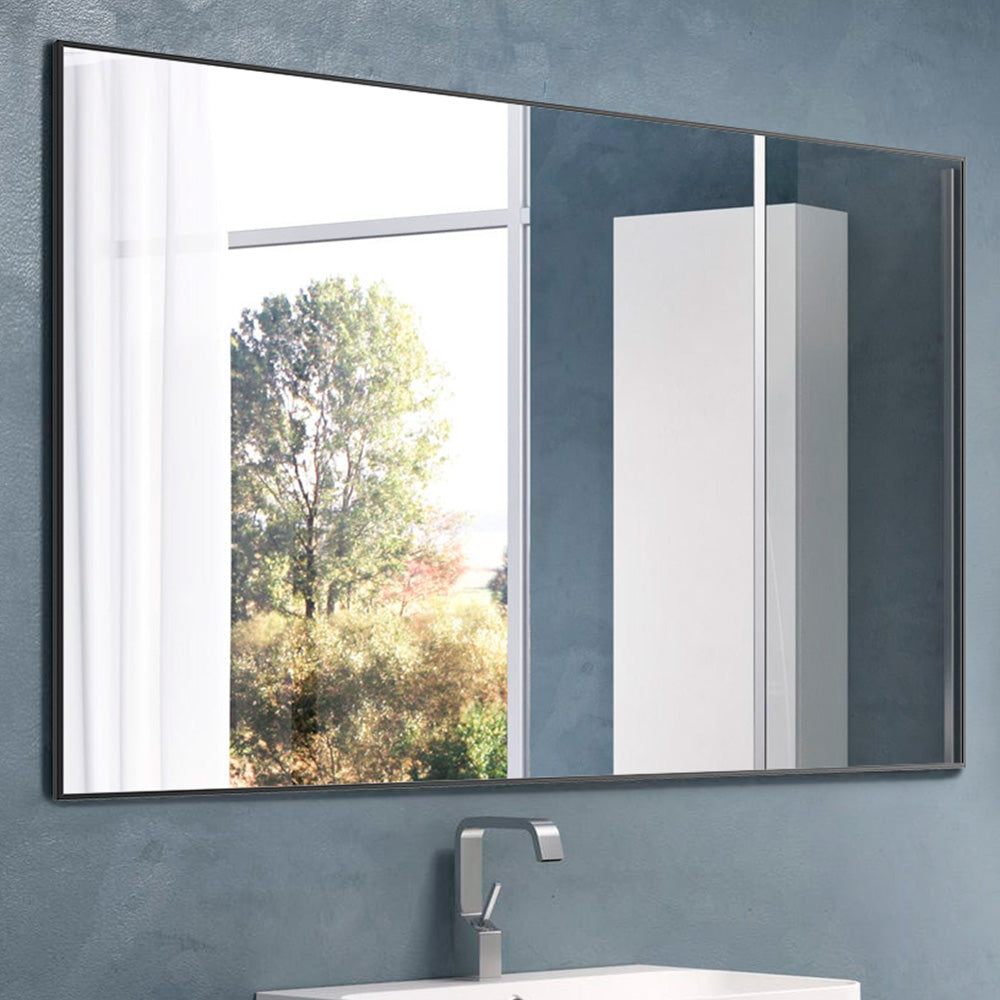 Large Modern Wall Mirror for Bathroom, 36" x 24" White Rectangle Wall Mounted Mirror Hangs Horizontal or Vertical for Bedroom Bathroom Hallway