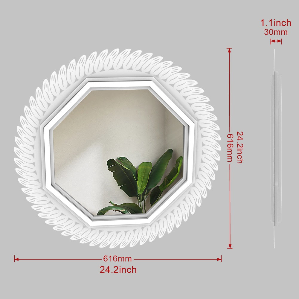24"x24" White Decorative Wall Mirror for Home, Octagonal Geometric Mirror with Metal Frame,Modern Hanging Mirrors for Living Room,Bedroom Entryway (Copy)