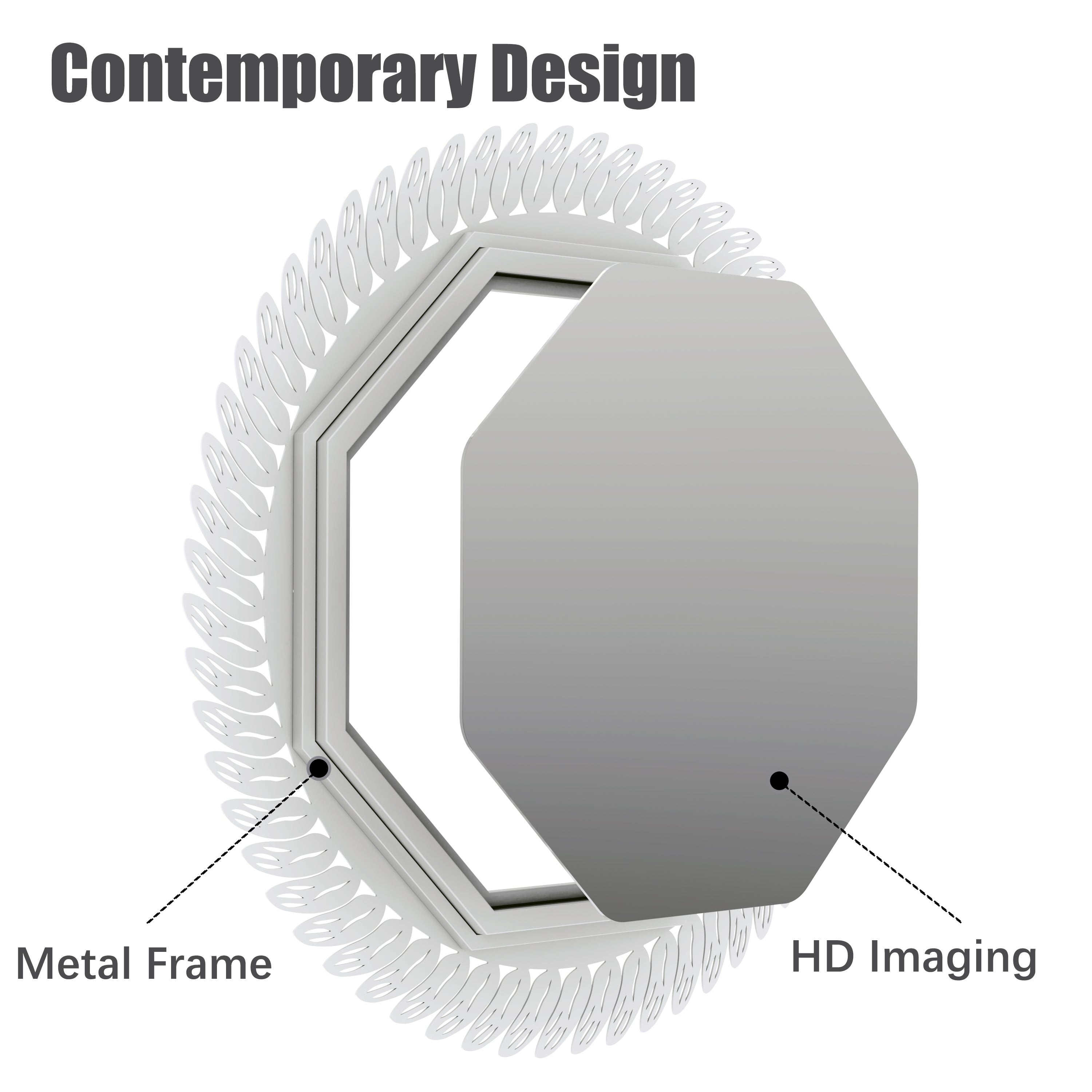 24"x24" White Decorative Wall Mirror for Home, Octagonal Geometric Mirror with Metal Frame,Modern Hanging Mirrors for Living Room,Bedroom Entryway (Copy)