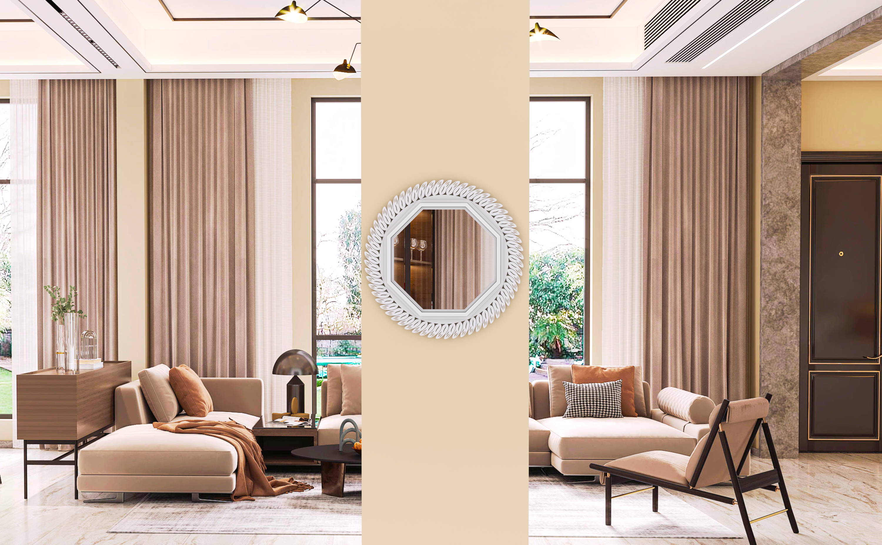 24"x24" White Decorative Wall Mirror for Home, Octagonal Geometric Mirror with Metal Frame,Modern Hanging Mirrors for Living Room,Bedroom Entryway (Copy)