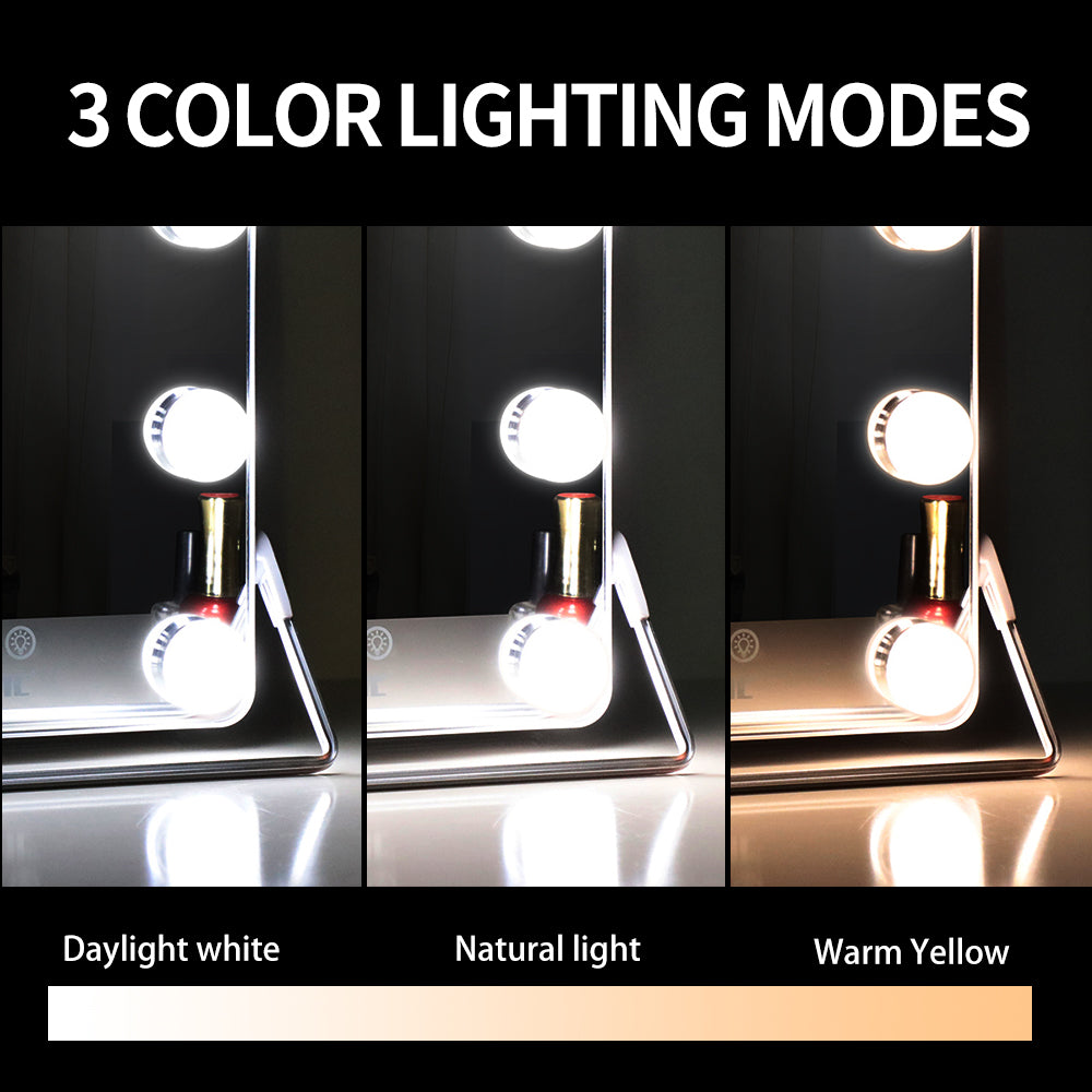 BEAUTME Hollywood Makeup Vanity Mirror with Lights,Lighted Mirror with Lights,Tabletop Makeup Mirror,Travel Mirror,Cosmetic Mirror with 8 Dimmable Bulbs (Custom Color))