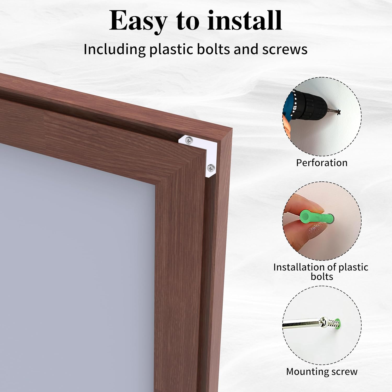 Oversize Bathroom Mirror for Wall, 60x30 inch Rectangle Mirror Metal Mirror for Bedroom, Living Room, Hangs Horizontal or Vertical, Wood Color
