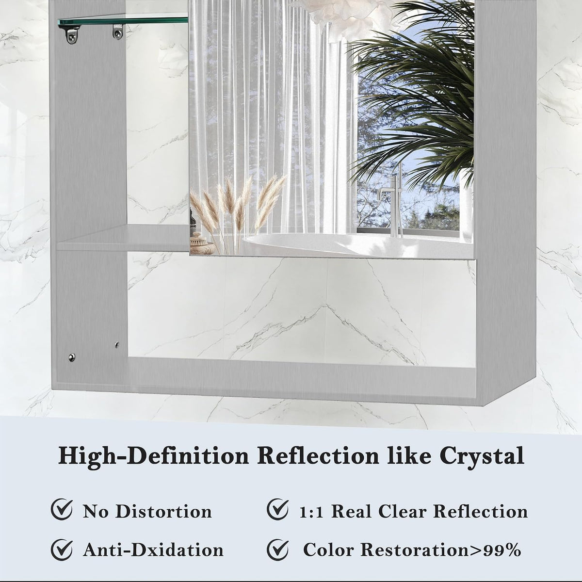22 x 24 Inch Bathroom Medicine Cabinet with Mirror, Silver