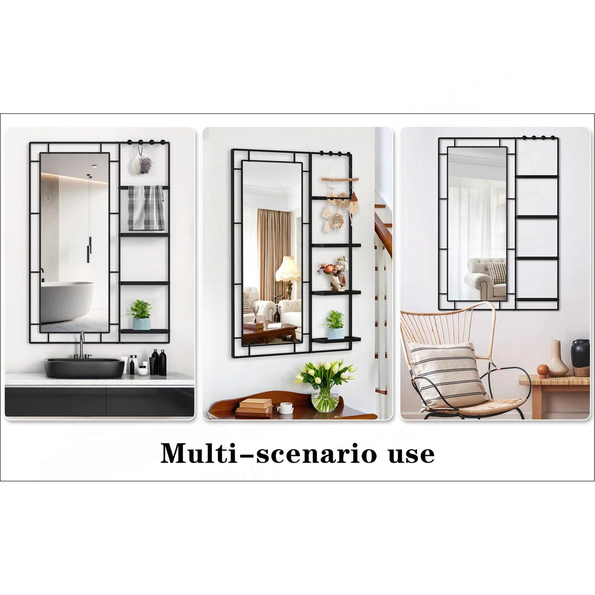 Wall Mirror With Versatile Shelf And Premium HD Glass, Perfect For Modern And Functional Spaces