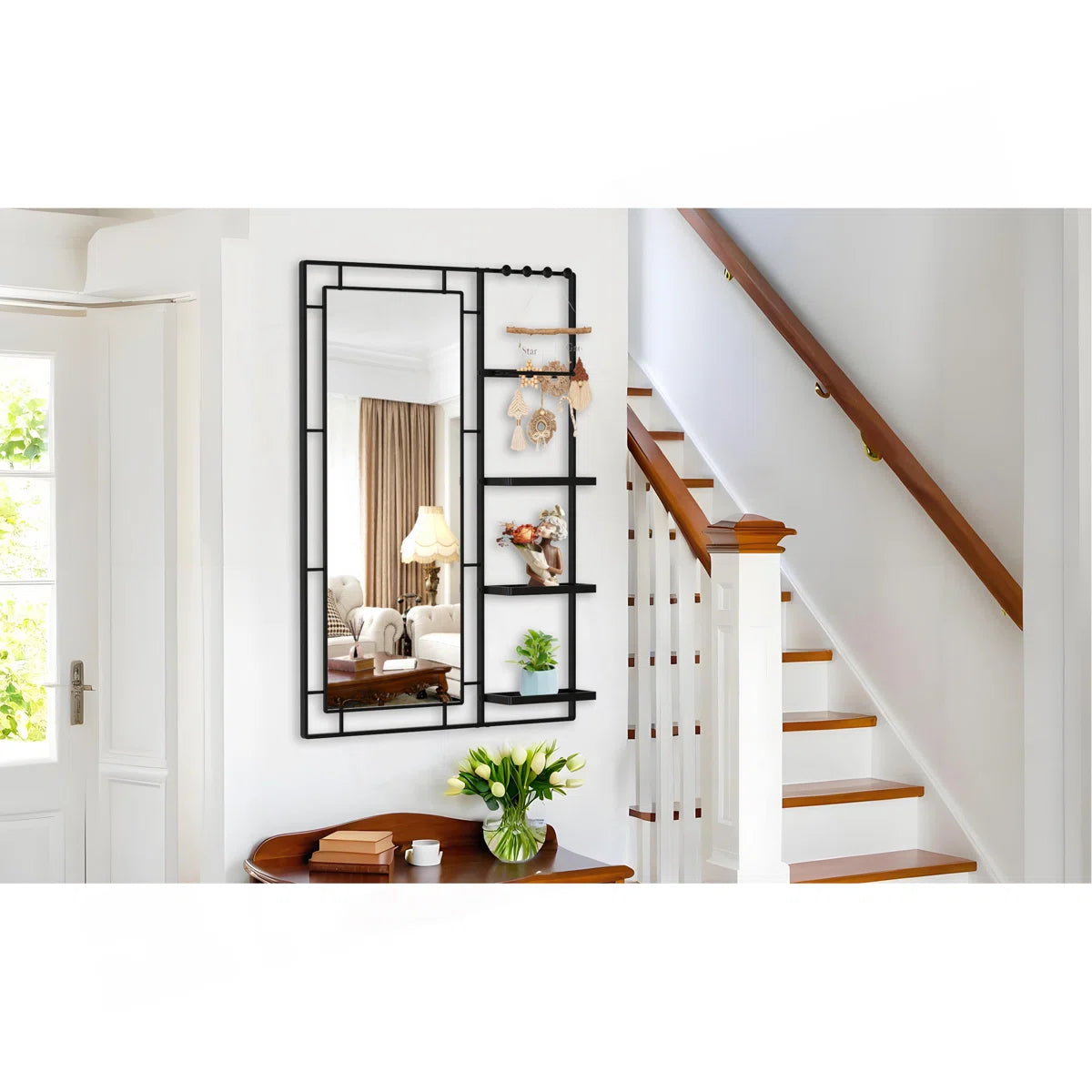 Wall Mirror With Versatile Shelf And Premium HD Glass, Perfect For Modern And Functional Spaces