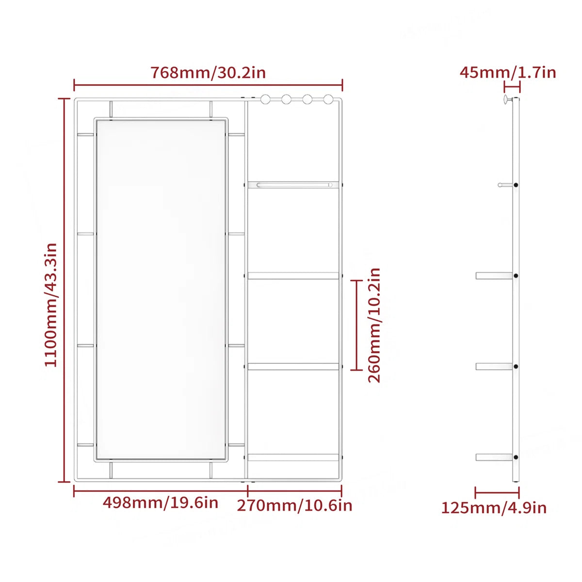 Wall Mirror With Versatile Shelf And Premium HD Glass, Perfect For Modern And Functional Spaces
