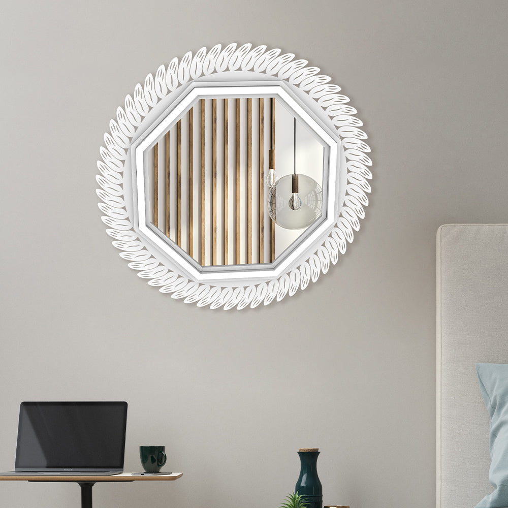 24"x24" White Decorative Wall Mirror for Home, Octagonal Geometric Mirror with Metal Frame,Modern Hanging Mirrors for Living Room,Bedroom Entryway (Copy)