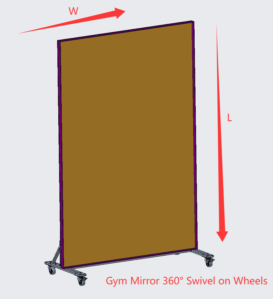 Gym Mirror 360° Swivel on Wheels,